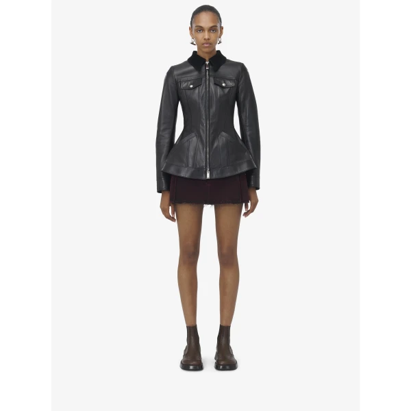 Alexander McQueen Peplum Leather Jacket, view 2