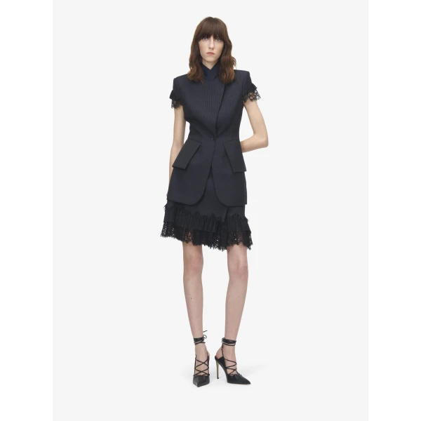 Alexander McQueen Pinstriped Wrap Mini Skirt, view 2