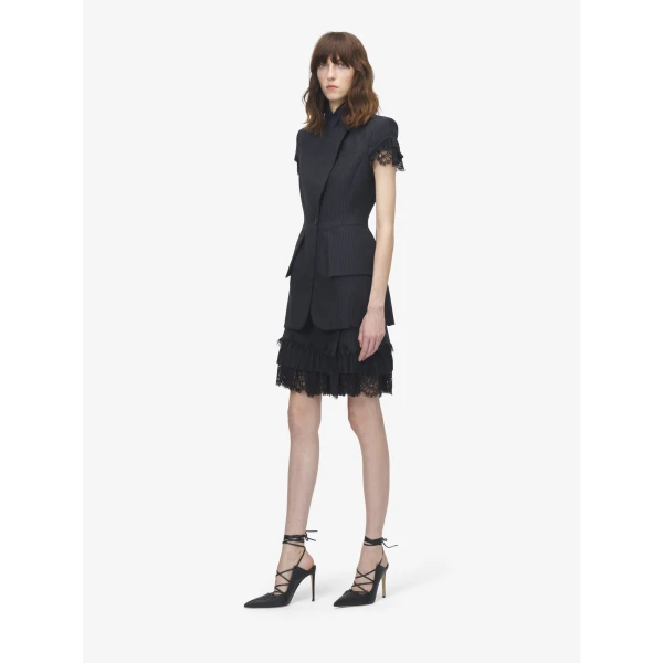 Alexander McQueen Pinstriped Wrap Mini Skirt, view 3
