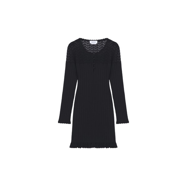 Alexander McQueen Pointelle Knit Mini Dress in Black