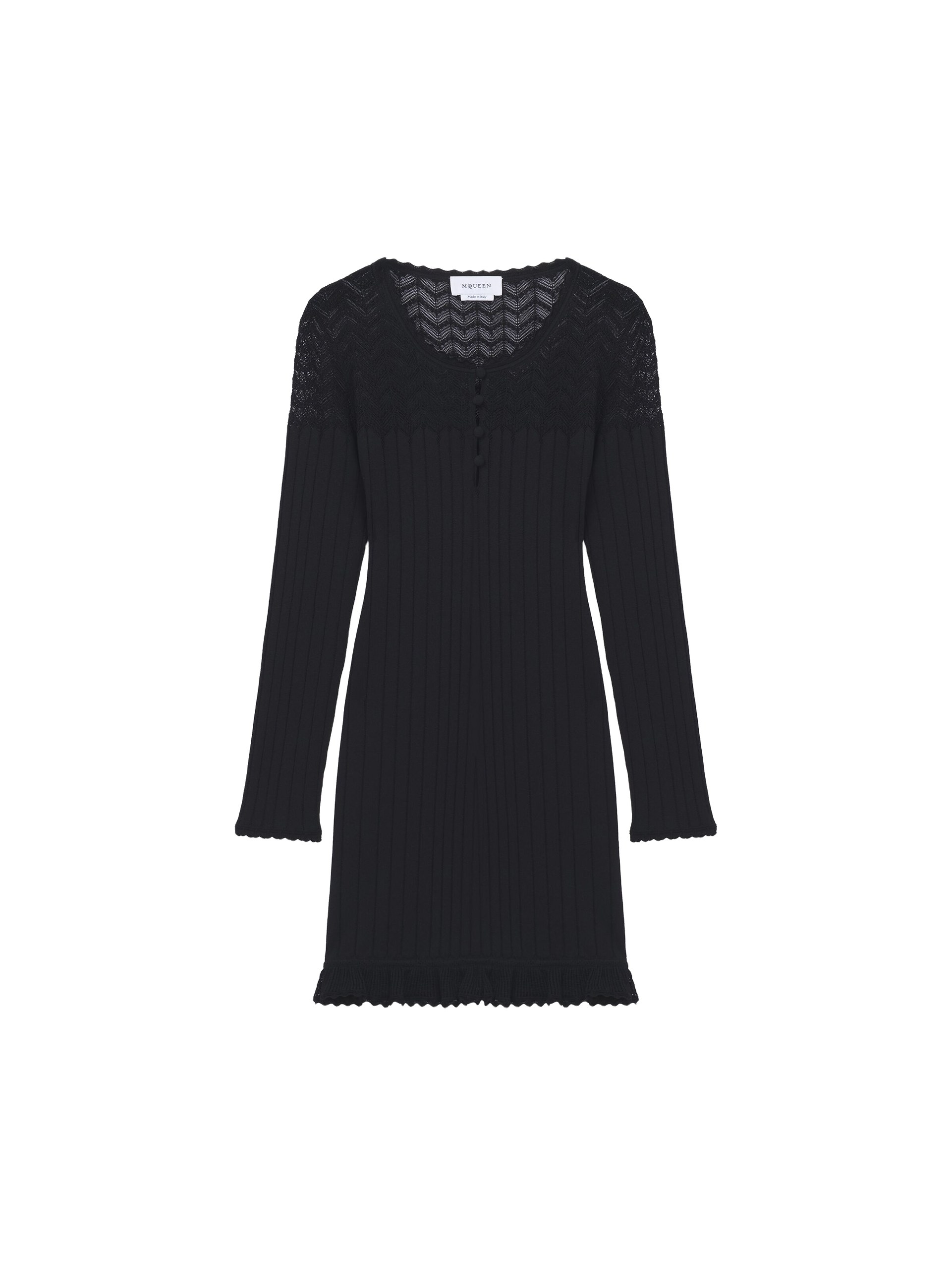 Alexander McQueen Pointelle Knit Mini Dress in Black