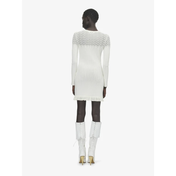 Alexander McQueen Pointelle Knit Mini Dress in Ivory, view 4