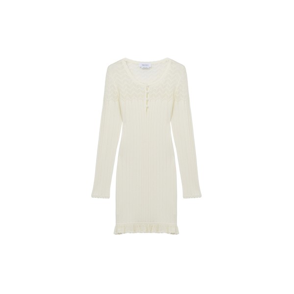 Alexander McQueen Pointelle Knit Mini Dress in Ivory
