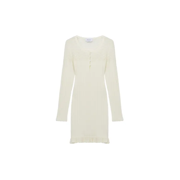 Alexander McQueen Pointelle Knit Mini Dress in Ivory