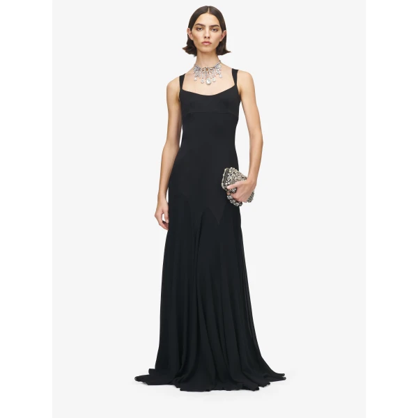 Alexander McQueen Satin Evening Dress, view 2