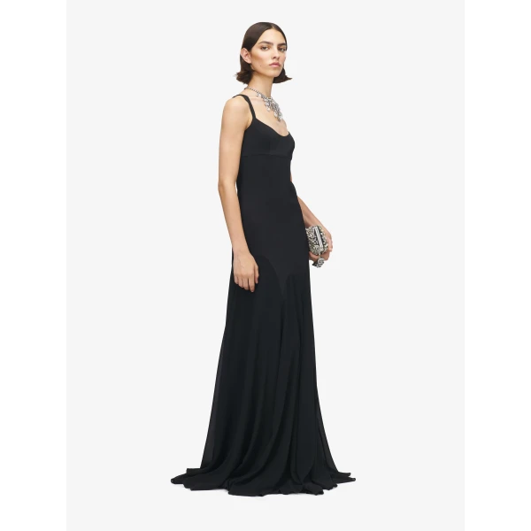 Alexander McQueen Satin Evening Dress, view 3
