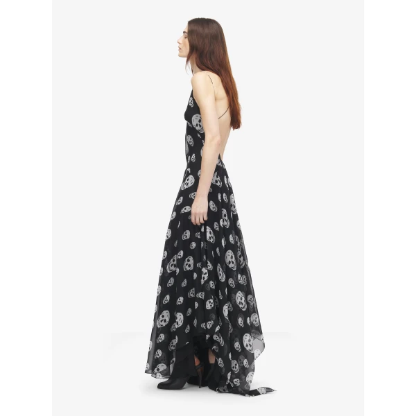 Alexander McQueen Silk Skull Print Evening Dress, view 3