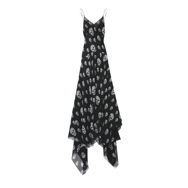 Alexander McQueen Silk Skull Print Evening Dress