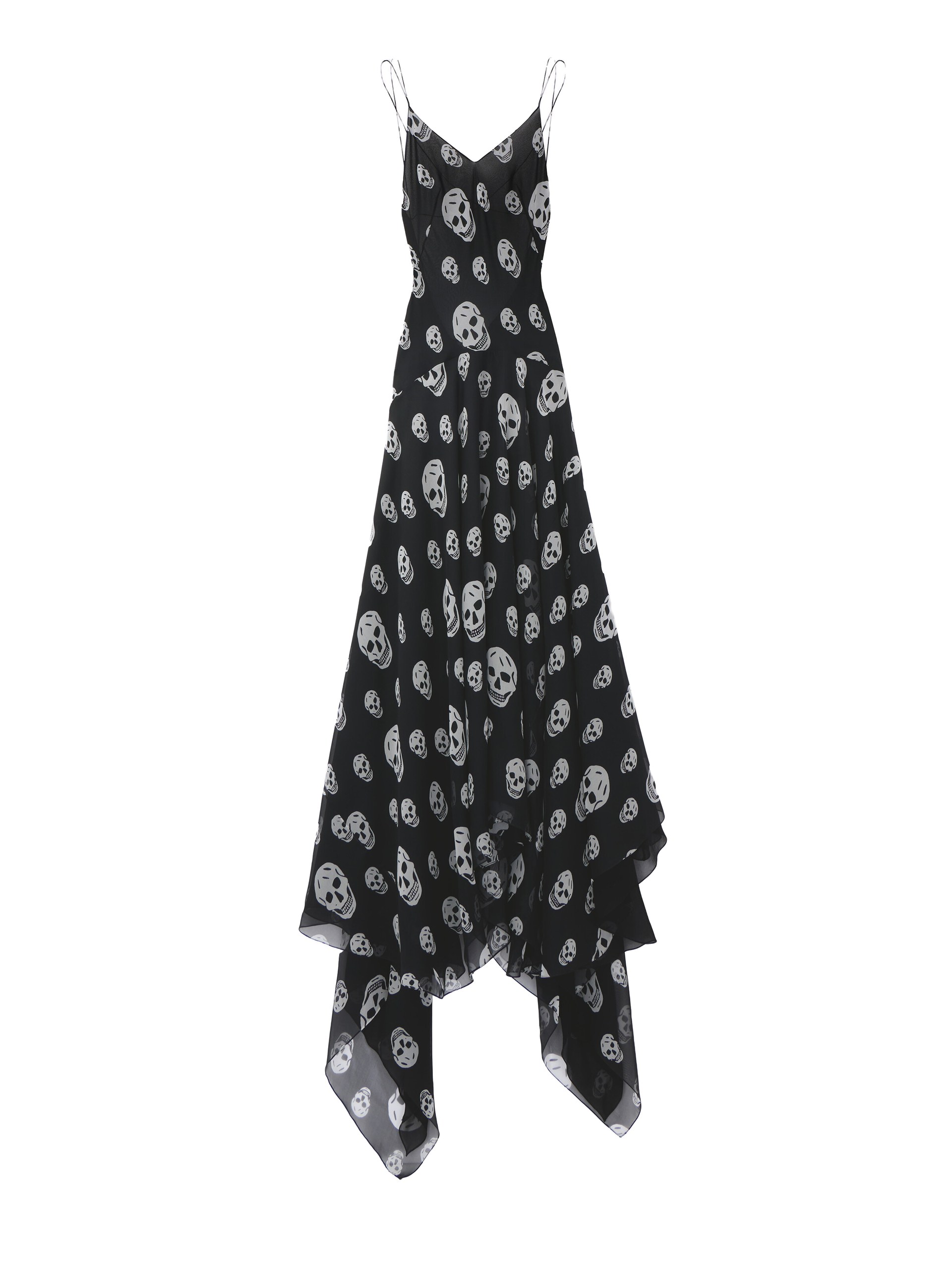 Alexander McQueen Silk Skull Print Evening Dress