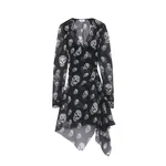 Alexander McQueen Silk Skull Print Wrap Dress