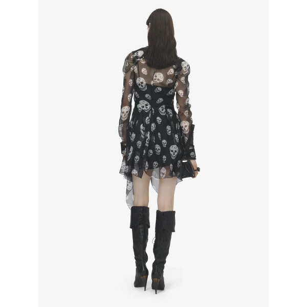 Alexander McQueen Silk Skull Print Wrap Dress, view 4