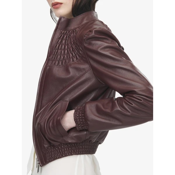 Alexander McQueen Smocking Leather Jacket, view 4