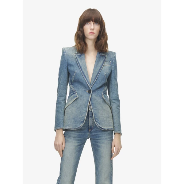Alexander McQueen Stretch Denim Jacket, view 6