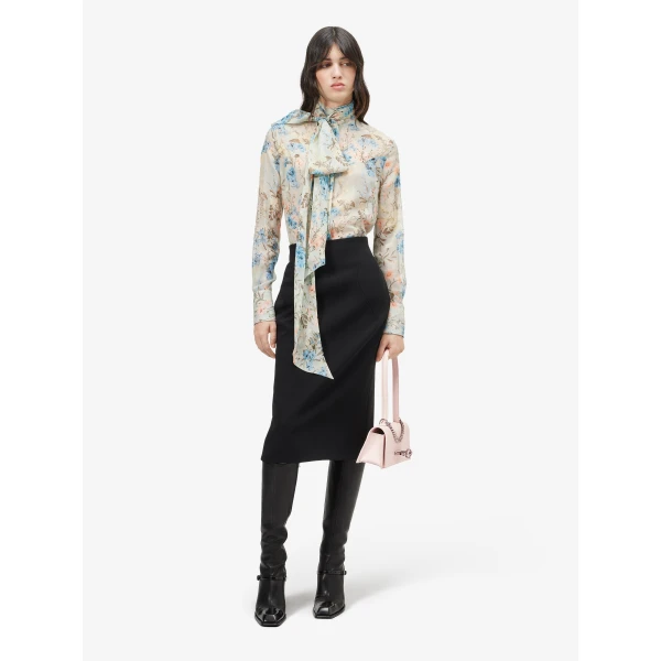 Alexander McQueen Wallpaper Floral Tie-Neck Shirt, view 2