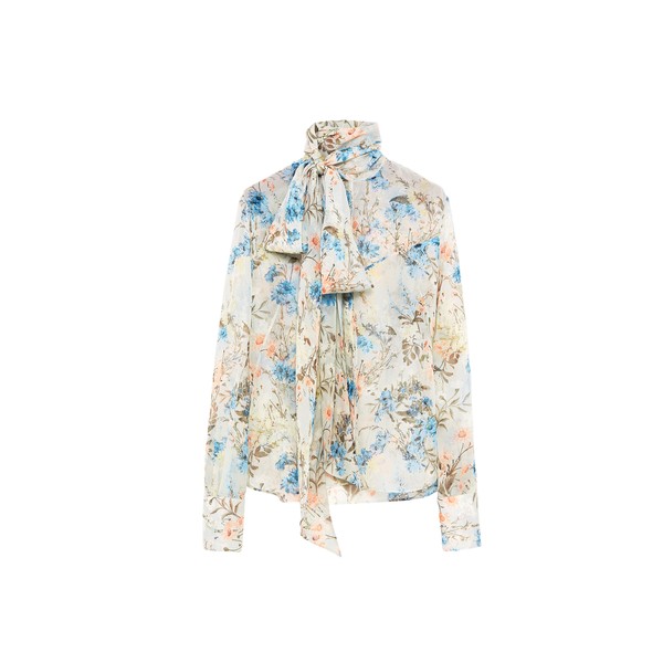 Alexander McQueen Wallpaper Floral Tie-Neck Shirt