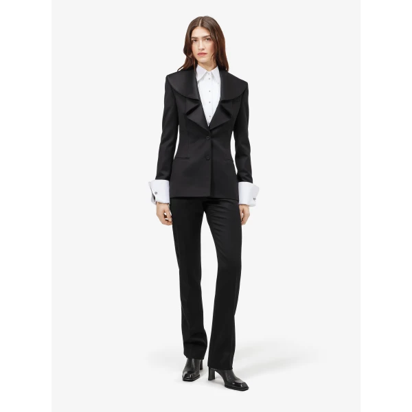 Alexander McQueen Waterfall Collar Single-breasted Jacket, view 2