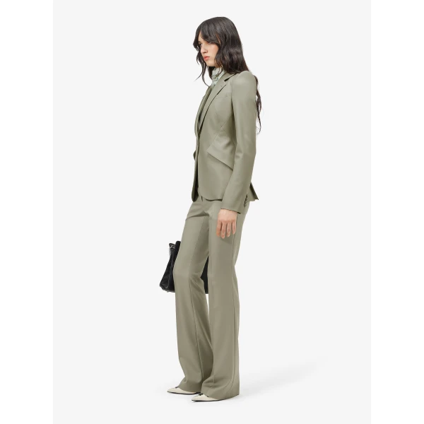 Alexander McQueen Wool Gabardine Single-breasted Jacket in Light Green, view 3