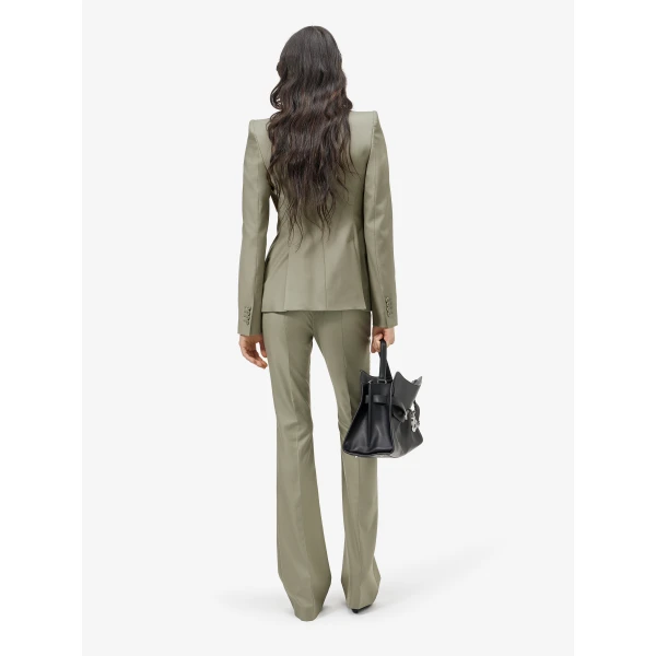 Alexander McQueen Wool Gabardine Single-breasted Jacket in Light Green, view 4