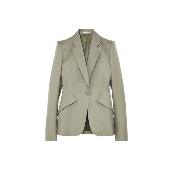 Alexander McQueen Wool Gabardine Single-breasted Jacket in Light Green