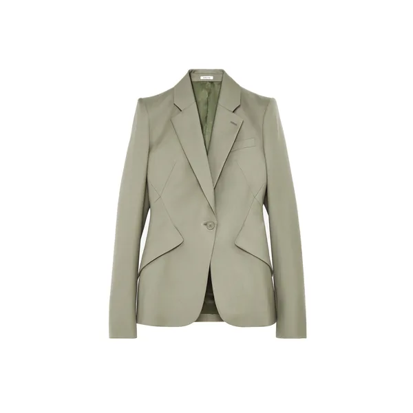 Alexander McQueen Wool Gabardine Single-breasted Jacket in Light Green