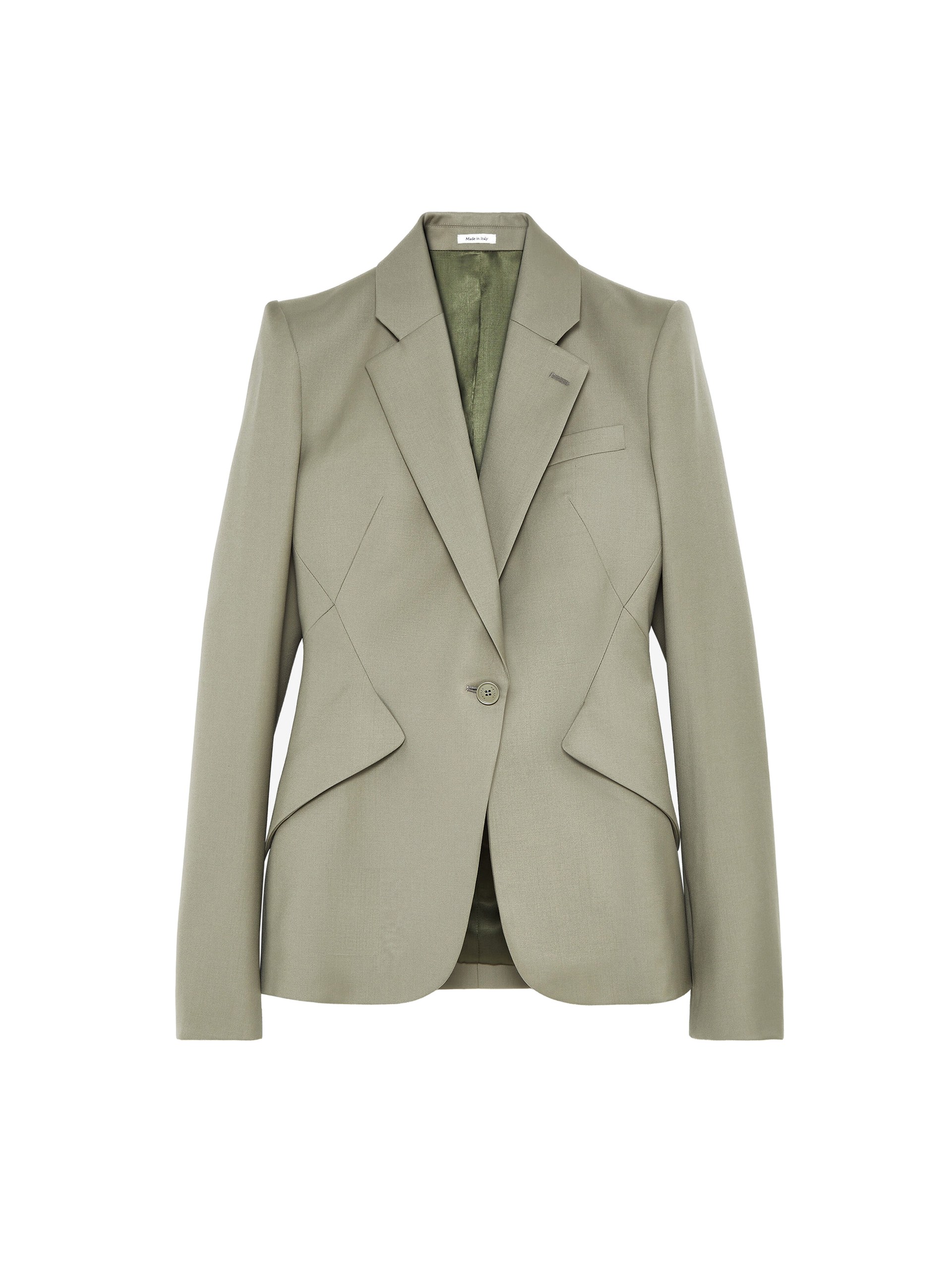 Alexander McQueen Wool Gabardine Single-breasted Jacket in Light Green