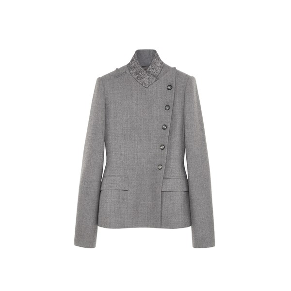 Alexander McQueen Wool Pinstripe Cross Lapel Jacket