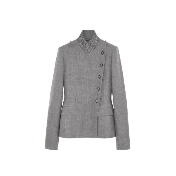 Alexander McQueen Wool Pinstripe Cross Lapel Jacket