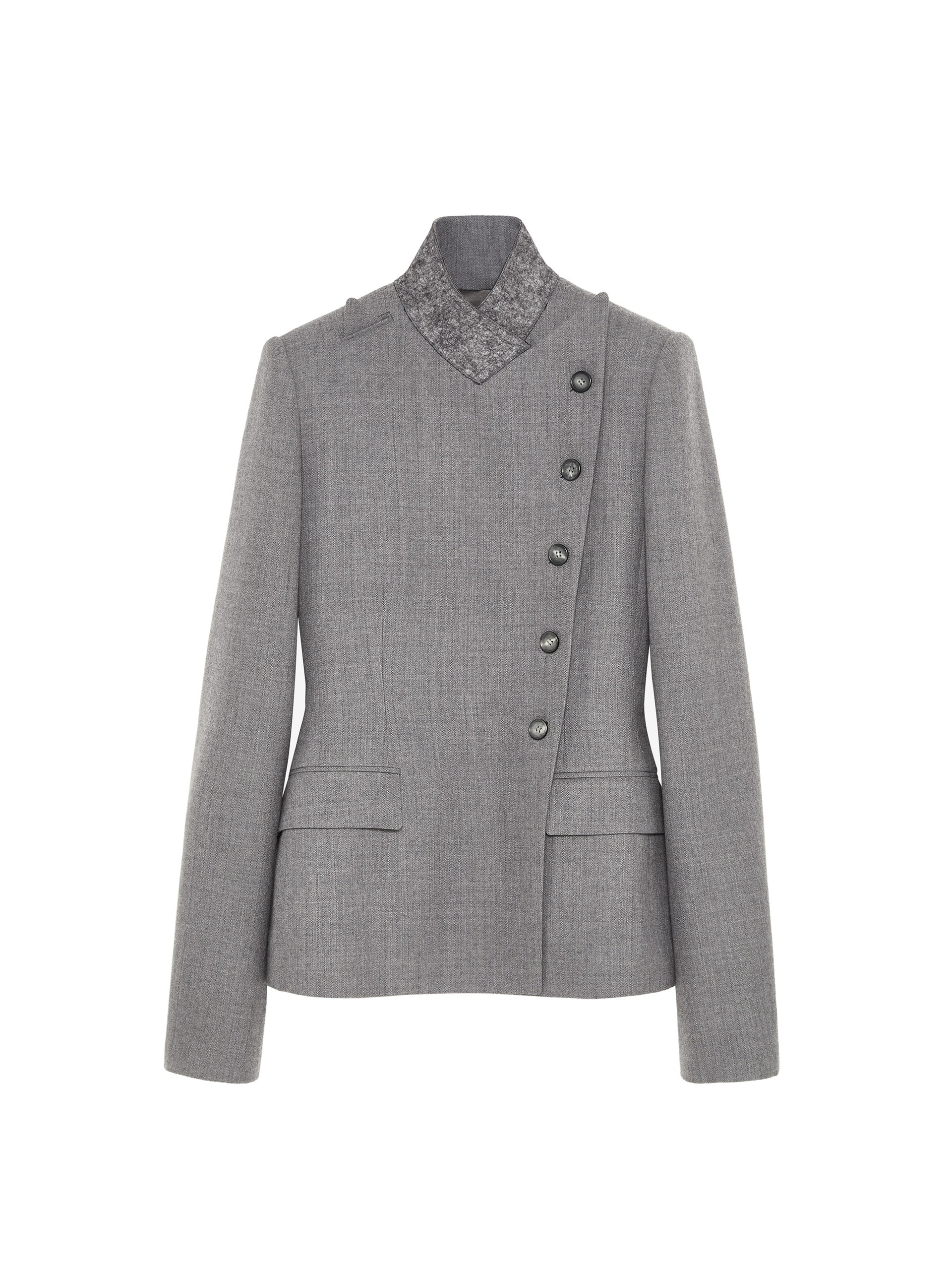 Alexander McQueen Wool Pinstripe Cross Lapel Jacket