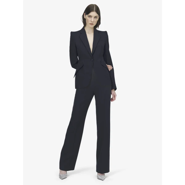 Alexander McQueen Wool Single-breasted Jacket in Indigo, view 2