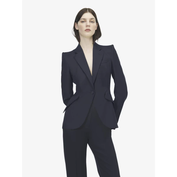 Alexander McQueen Wool Single-breasted Jacket in Indigo, view 5