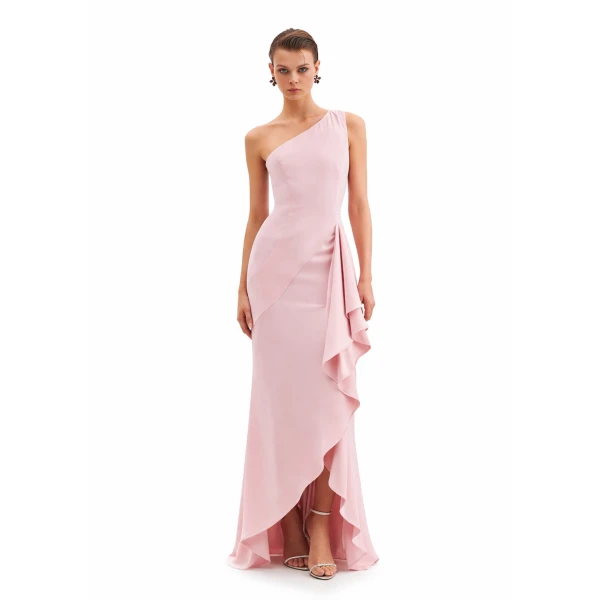 Avaro Figlio Asymmetric Gown With Cascading Ruffle, view 2