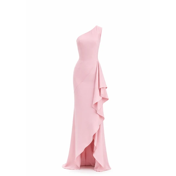 Avaro Figlio Asymmetric Gown With Cascading Ruffle