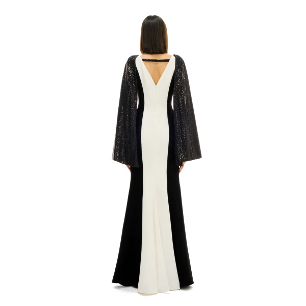 Avaro Figlio Block Color Gown With Cape, view 4