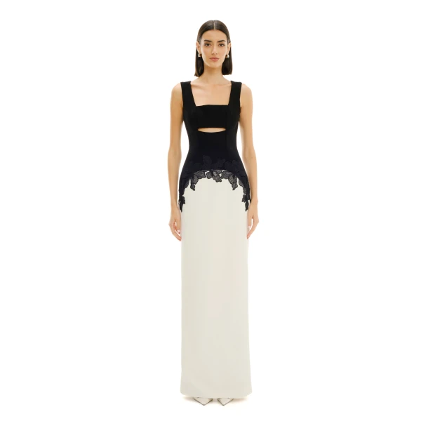 Avaro Figlio Block Colour Cutout Dress With Lace, view 3