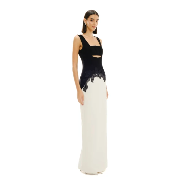 Avaro Figlio Block Colour Cutout Dress With Lace, view 5