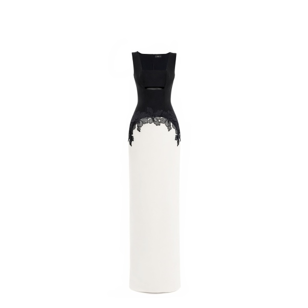 Avaro Figlio Block Colour Cutout Dress With Lace