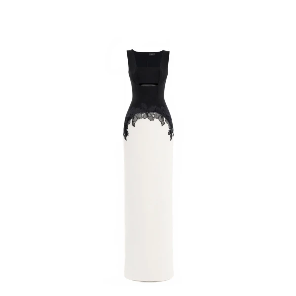 Avaro Figlio Block Colour Cutout Dress With Lace