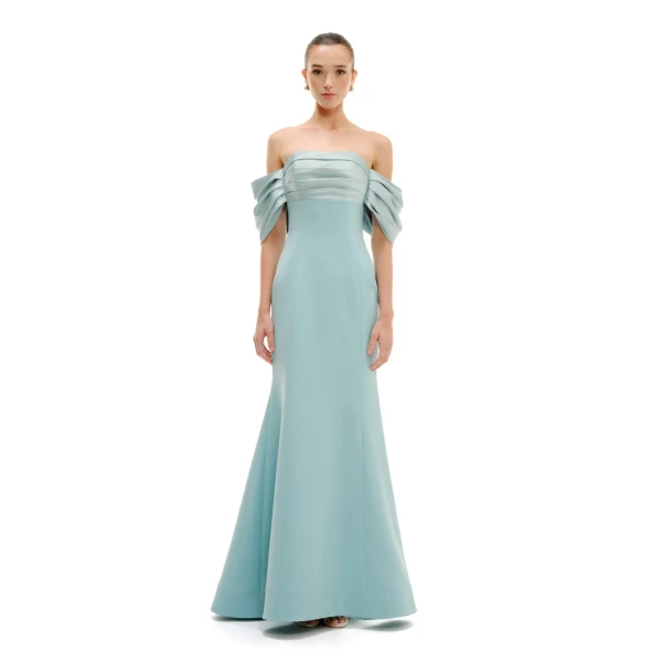 Avaro Figlio Bustier Mermaid Maxi Dress With Draped Sleeves, view 3