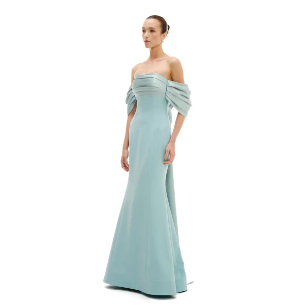 Avaro Figlio Bustier Mermaid Maxi Dress With Draped Sleeves, view 5