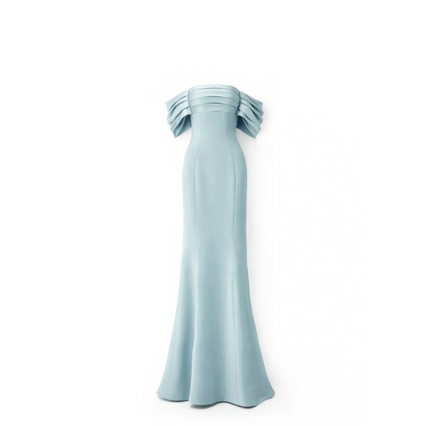 Avaro Figlio Bustier Mermaid Maxi Dress With Draped Sleeves