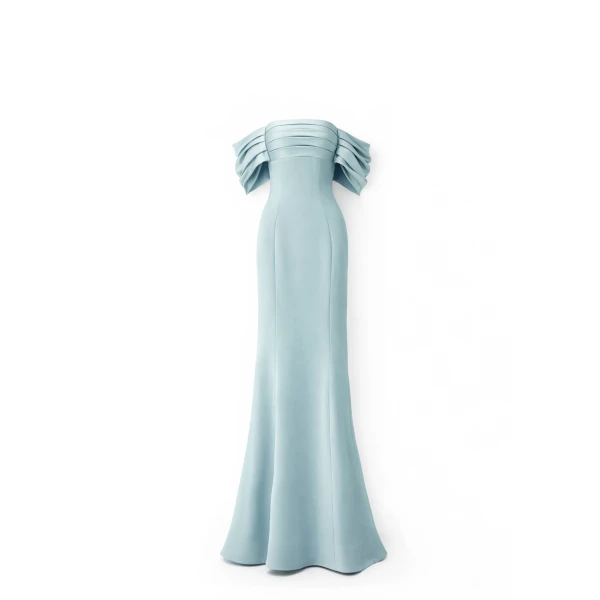 Avaro Figlio Bustier Mermaid Maxi Dress With Draped Sleeves