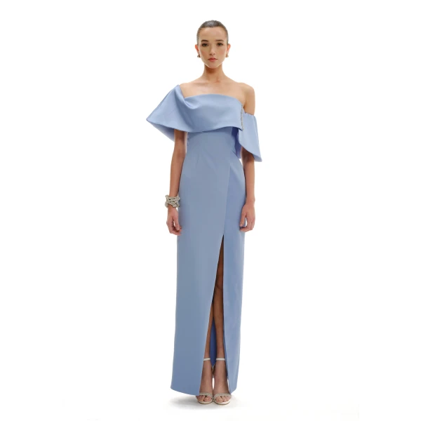 Avaro Figlio Column Maxi Dress With Satin Band, view 2