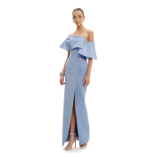 Avaro Figlio Column Maxi Dress With Satin Band, view 5