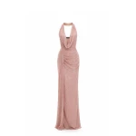 Avaro Figlio Cowl Neck Crystal Maxi Dress
