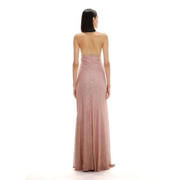 Avaro Figlio Cowl Neck Crystal Maxi Dress, view 4