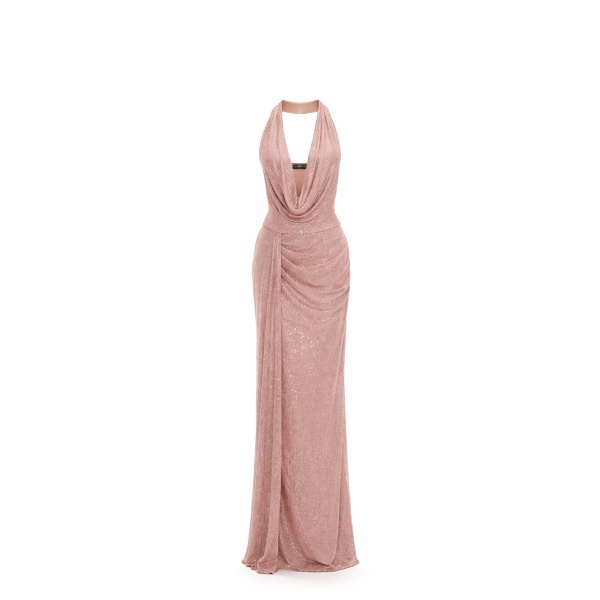 Avaro Figlio Cowl Neck Crystal Maxi Dress