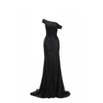 Avaro Figlio Crystal Draped Shoulder Maxi Dress