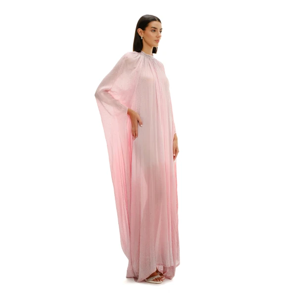 Avaro Figlio Crystal Maxi Gown With Cascade Sleeves, view 5
