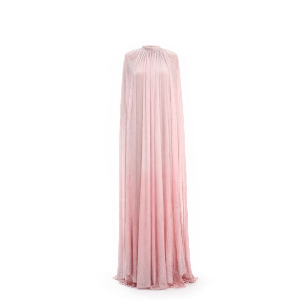Avaro Figlio Crystal Maxi Gown With Cascade Sleeves