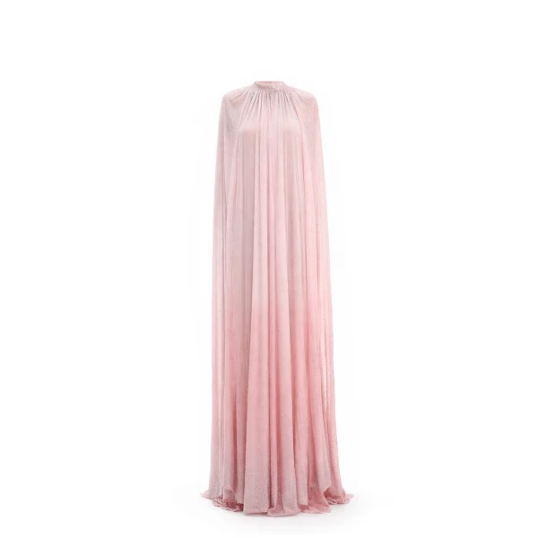 Avaro Figlio Crystal Maxi Gown With Cascade Sleeves